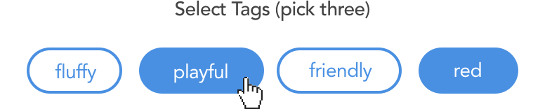 another set of tags that looks the same, labelled 'Select Tags (pick three)'