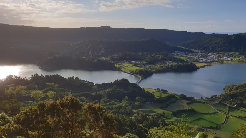 twin lakes of sete cidades, sao miguel island in the azores